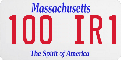 MA license plate 100IR1