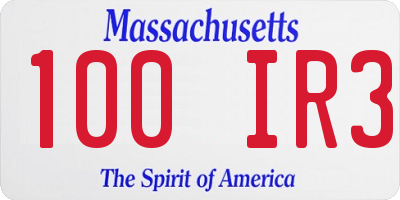 MA license plate 100IR3