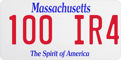 MA license plate 100IR4