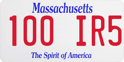 MA license plate 100IR5