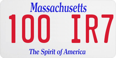 MA license plate 100IR7