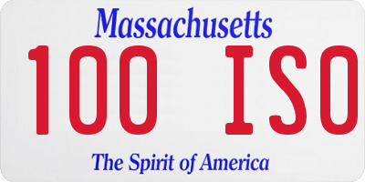 MA license plate 100IS0