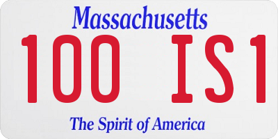 MA license plate 100IS1