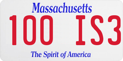 MA license plate 100IS3