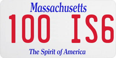 MA license plate 100IS6