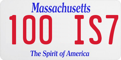 MA license plate 100IS7