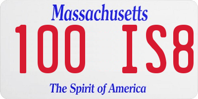 MA license plate 100IS8