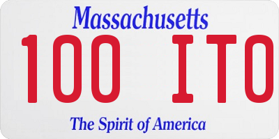 MA license plate 100IT0