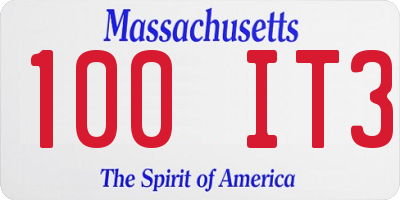 MA license plate 100IT3