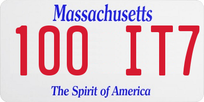 MA license plate 100IT7