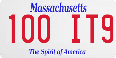 MA license plate 100IT9