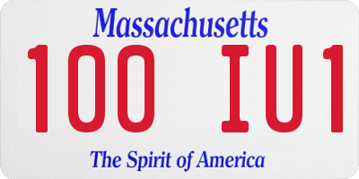 MA license plate 100IU1