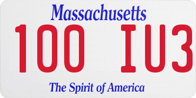 MA license plate 100IU3