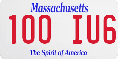 MA license plate 100IU6
