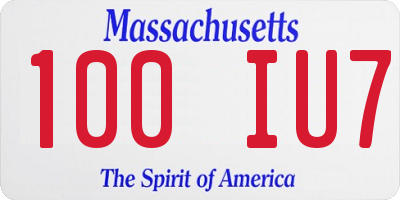 MA license plate 100IU7