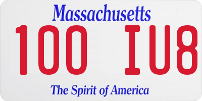 MA license plate 100IU8