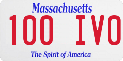 MA license plate 100IV0