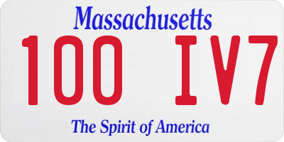 MA license plate 100IV7