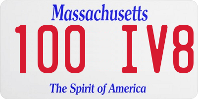 MA license plate 100IV8