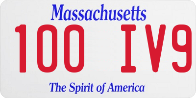 MA license plate 100IV9