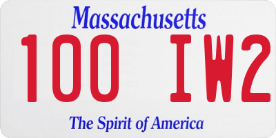 MA license plate 100IW2