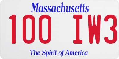 MA license plate 100IW3