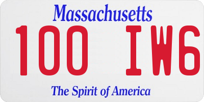 MA license plate 100IW6