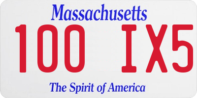 MA license plate 100IX5