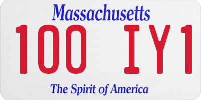 MA license plate 100IY1