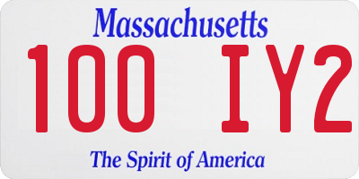MA license plate 100IY2