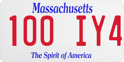 MA license plate 100IY4