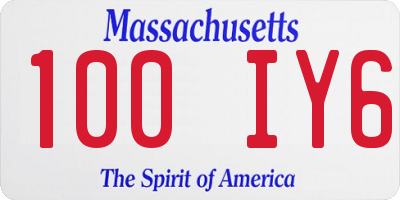 MA license plate 100IY6