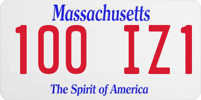 MA license plate 100IZ1