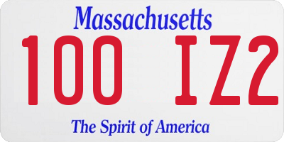 MA license plate 100IZ2