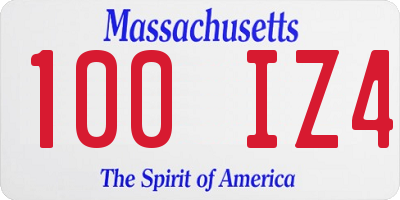 MA license plate 100IZ4