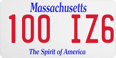 MA license plate 100IZ6