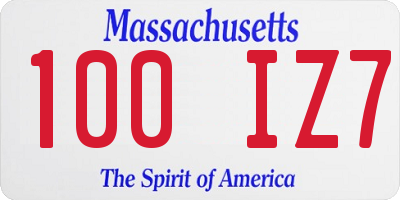 MA license plate 100IZ7
