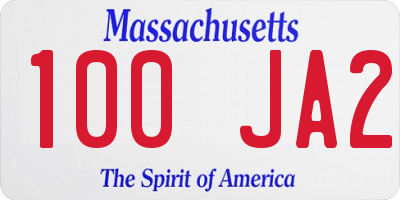 MA license plate 100JA2