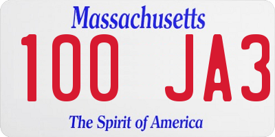MA license plate 100JA3