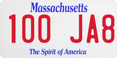 MA license plate 100JA8