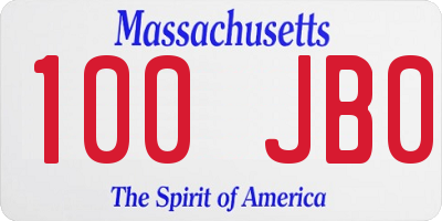 MA license plate 100JB0
