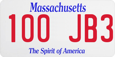 MA license plate 100JB3