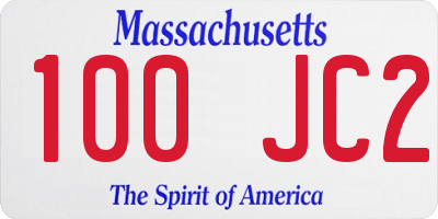 MA license plate 100JC2