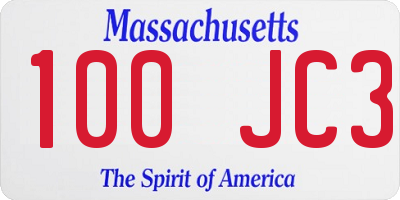 MA license plate 100JC3