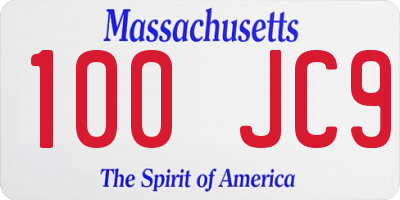 MA license plate 100JC9