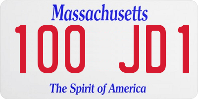 MA license plate 100JD1