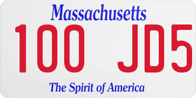 MA license plate 100JD5