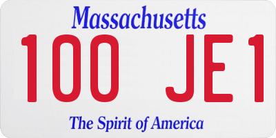 MA license plate 100JE1