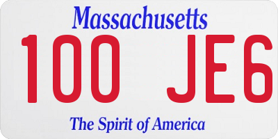 MA license plate 100JE6