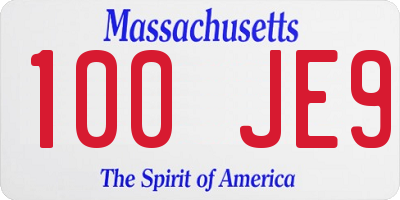 MA license plate 100JE9